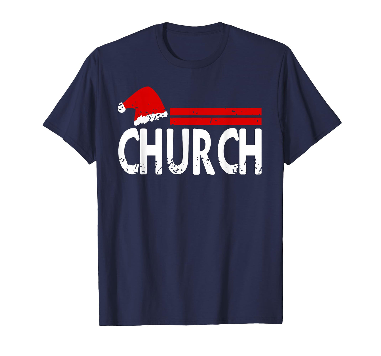 Funny Christmas Church Humor Santa Hat Vibes T-Shirt
