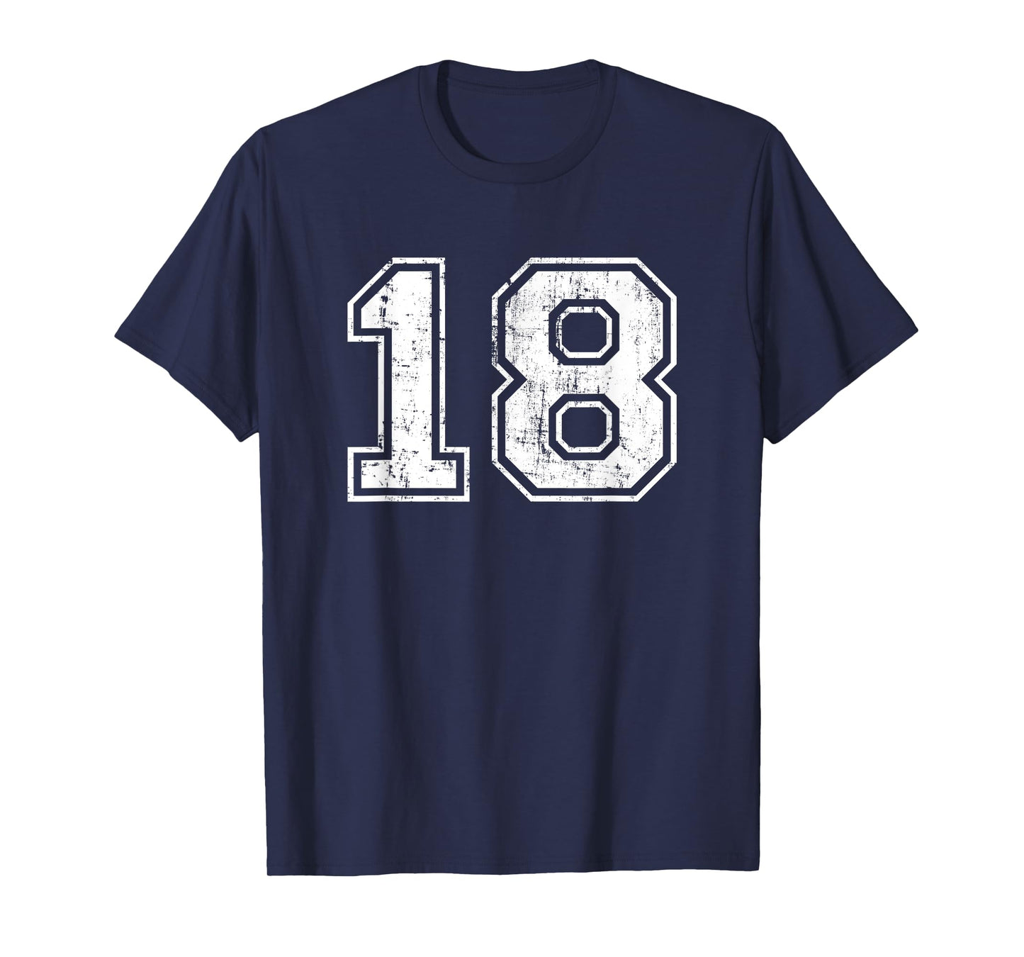 Number 18 Eighteen Distressed Vintage Sports Team Practice T-Shirt