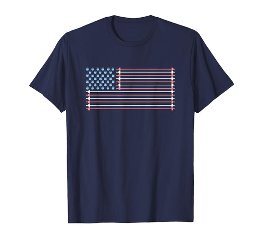 Red, White, and Blue barbell and kettlebell American Flag Women Men T-Shirt