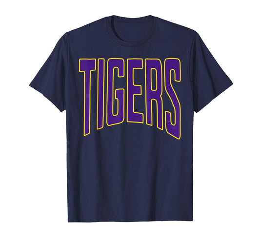 Tigers School Mascot Purple And Gold Tigers T-Shirt