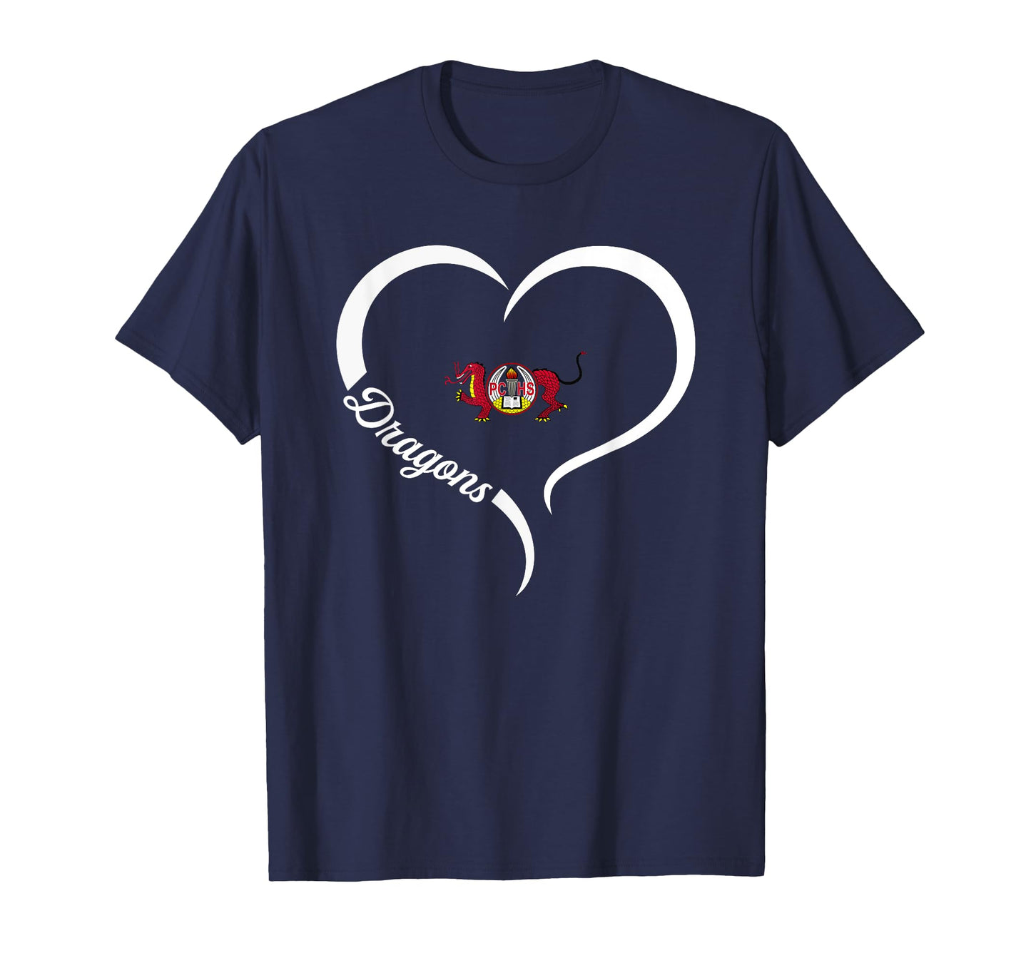Pekin Community Dragons Logo Half Heart Slogan HS T-Shirt