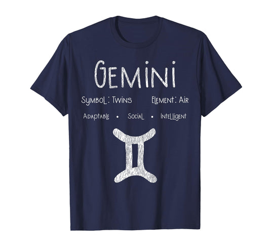 Vintage Gemini Birthday Horoscope Zodiac Sign Astrology Bday T-Shirt