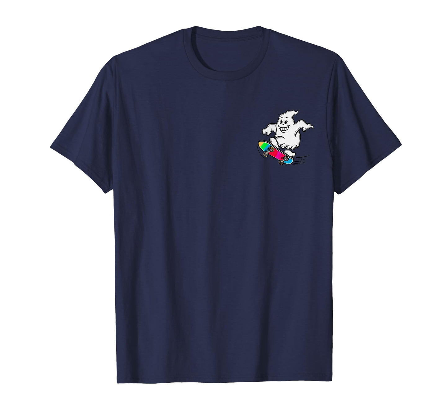 Funny Ghost On Skateboard Retro Halloween Costume Kids Boys T-Shirt