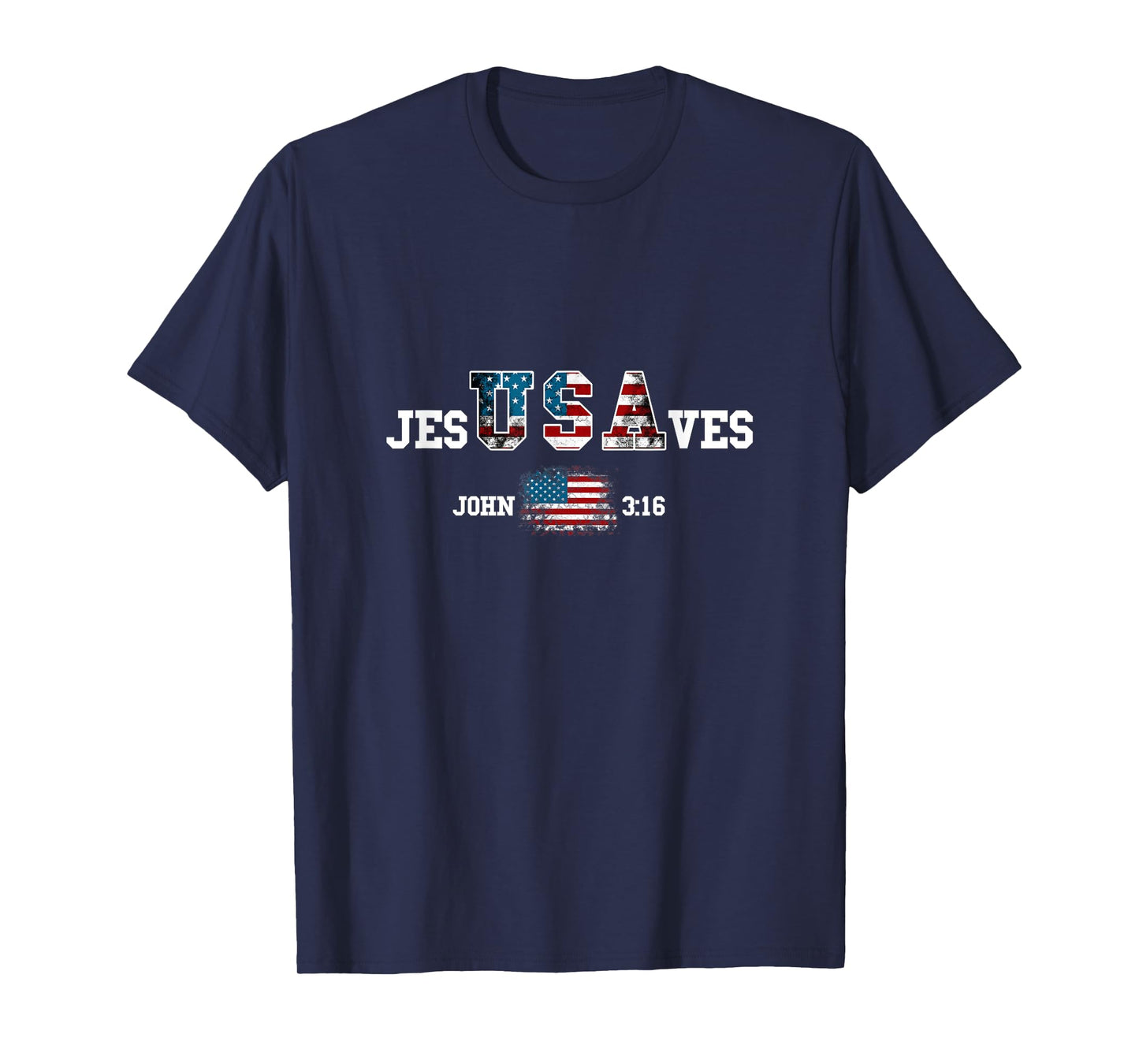 Jesus Saves USA American Flag Patriotic Christian Women Kids Men T-Shirt