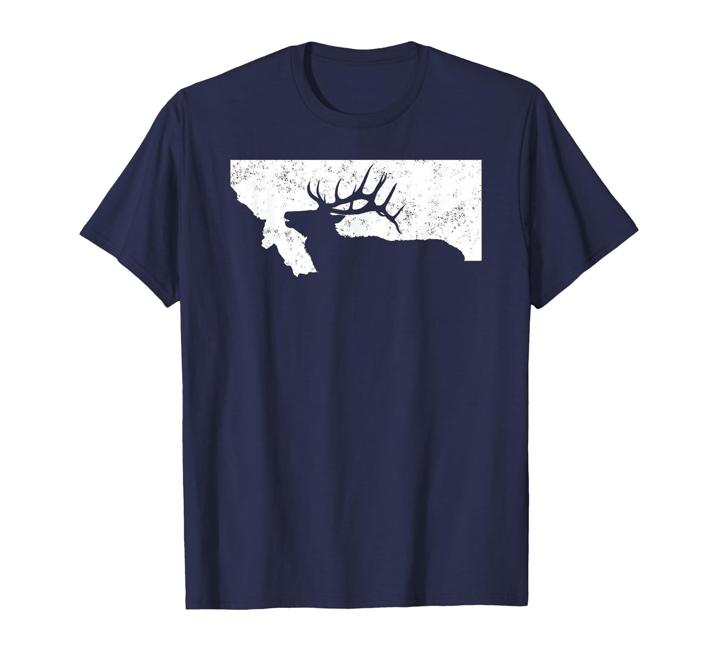 Montana Elk Hunting Shirt - Bull Elk MT State Shape T-Shirt