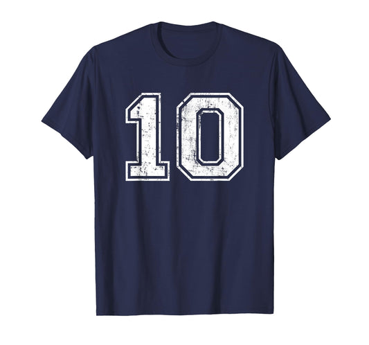 Number 10 Distressed Vintage Ten Sports Training Practice T-Shirt
