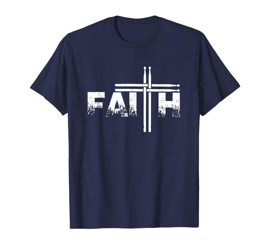 Faith Drum Stick Cross Christian God Jesus Fun Drummer T-Shirt
