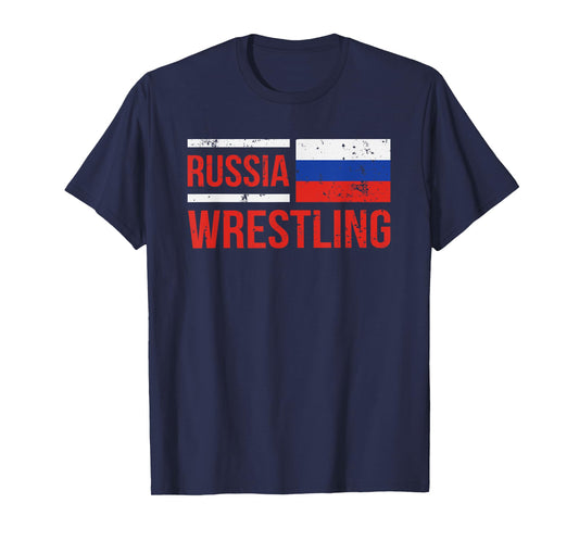 Russia Wrestling RUS Flag Amateur Wrestler Grappling T-Shirt