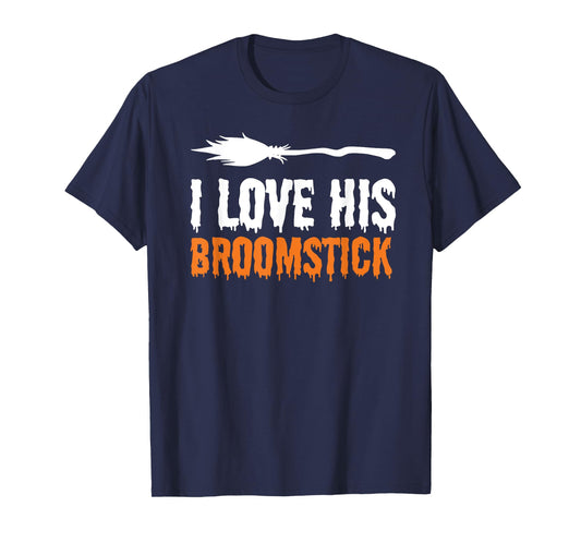 I Love His Broomstick I Love Her Pumpkins Halloween Couples T-Shirt