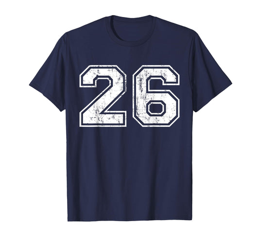 Number 26 Distressed Vintage Twenty Six Sports Team Practice T-Shirt