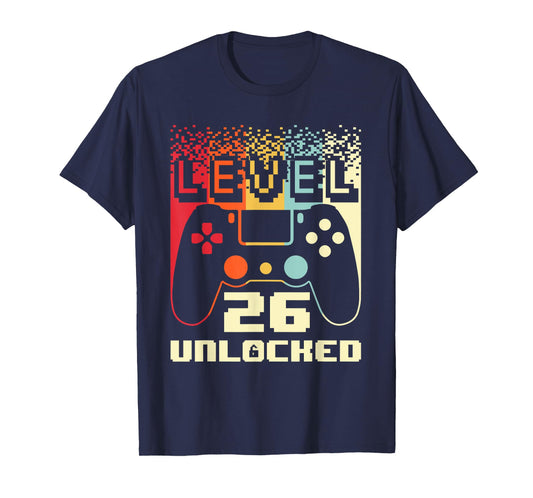 26th Birthday For Men Level 26 Unlocked Gamer 26 Year Old T-Shirt
