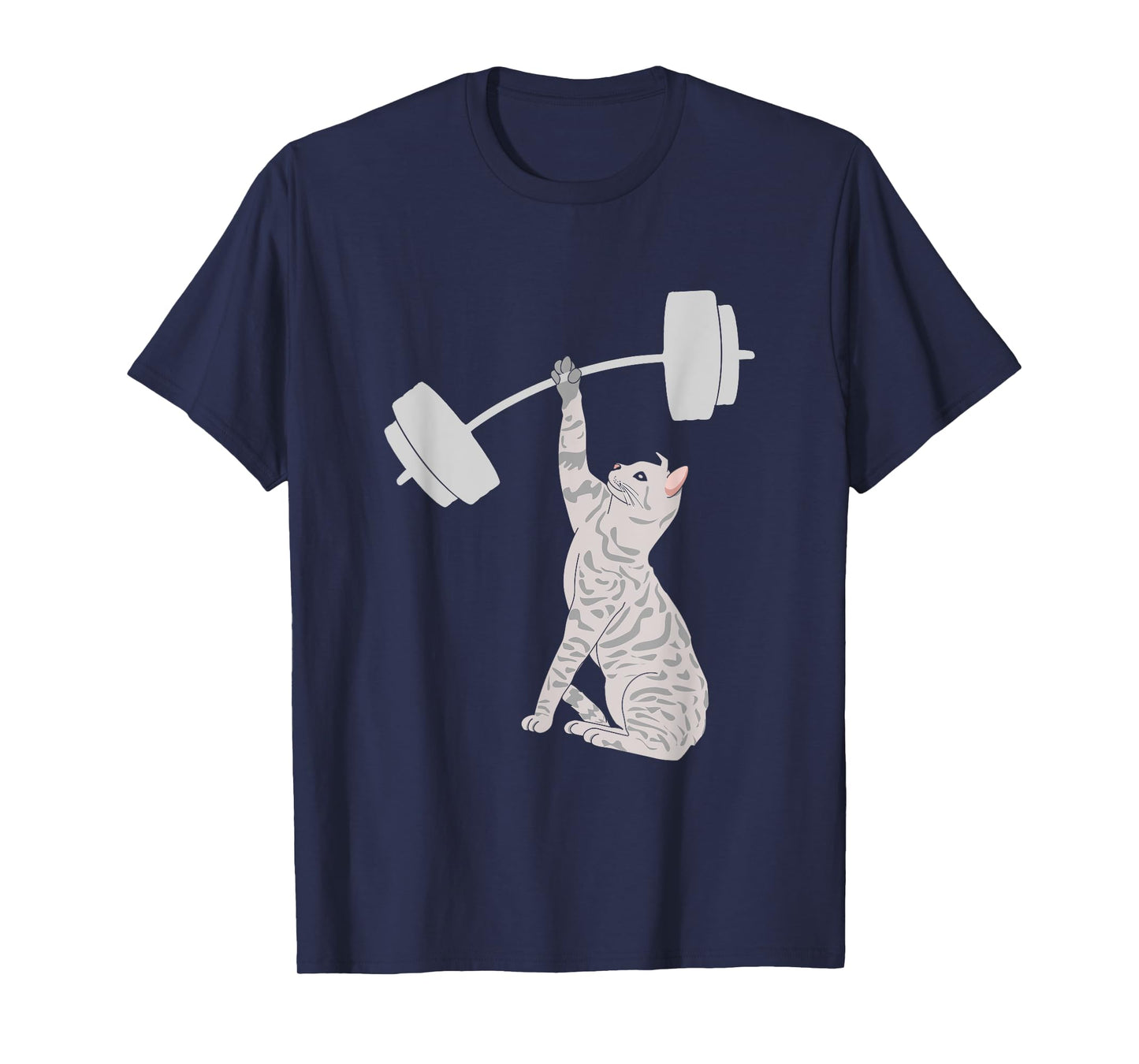 Cat Deadlifting Funny Fitness Gym Lover Cat BarBell T-Shirt