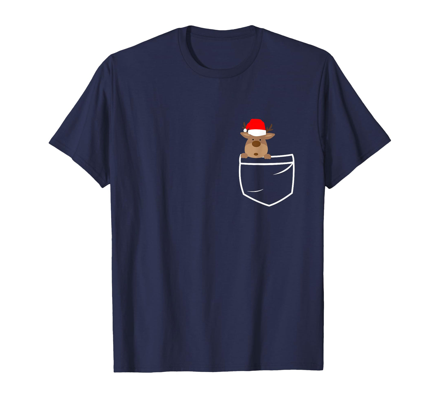 Funny Reindeer Pocket Merry Christmas Santa T-Shirt