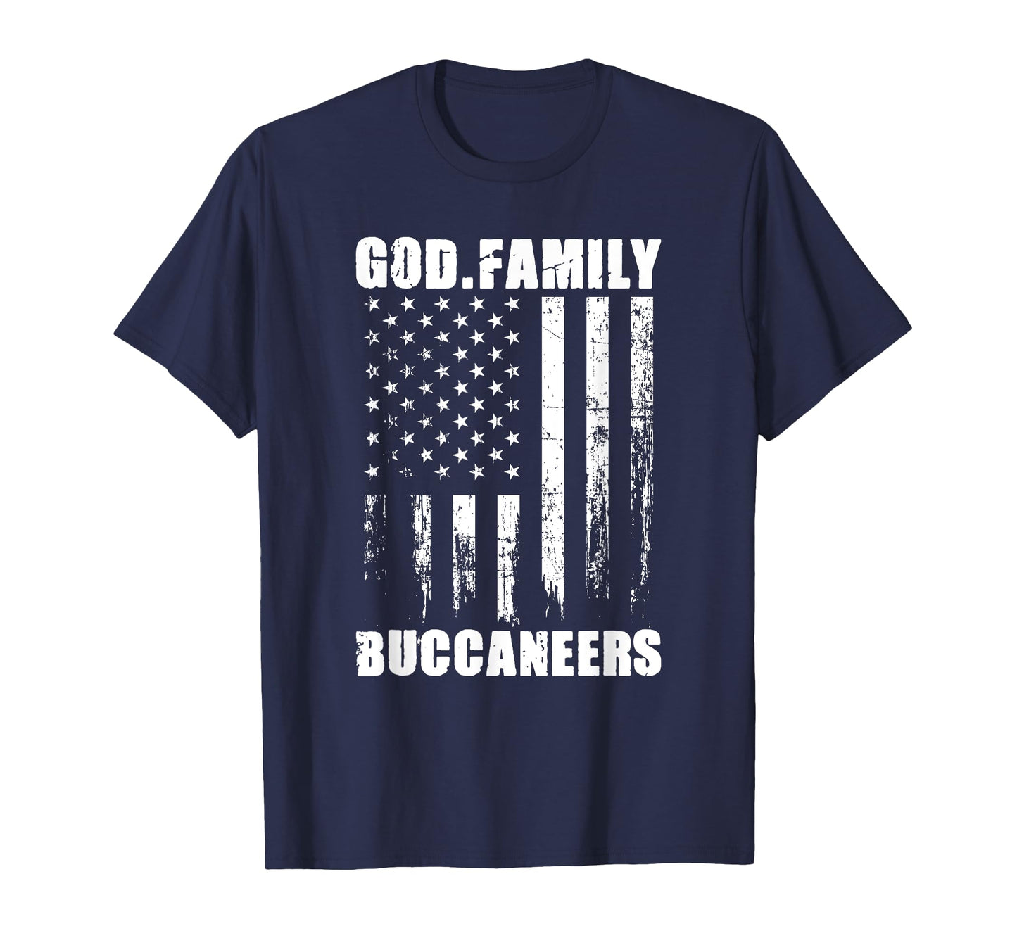God. Family. Buccaneers. Vintage USA Flag T-Shirt