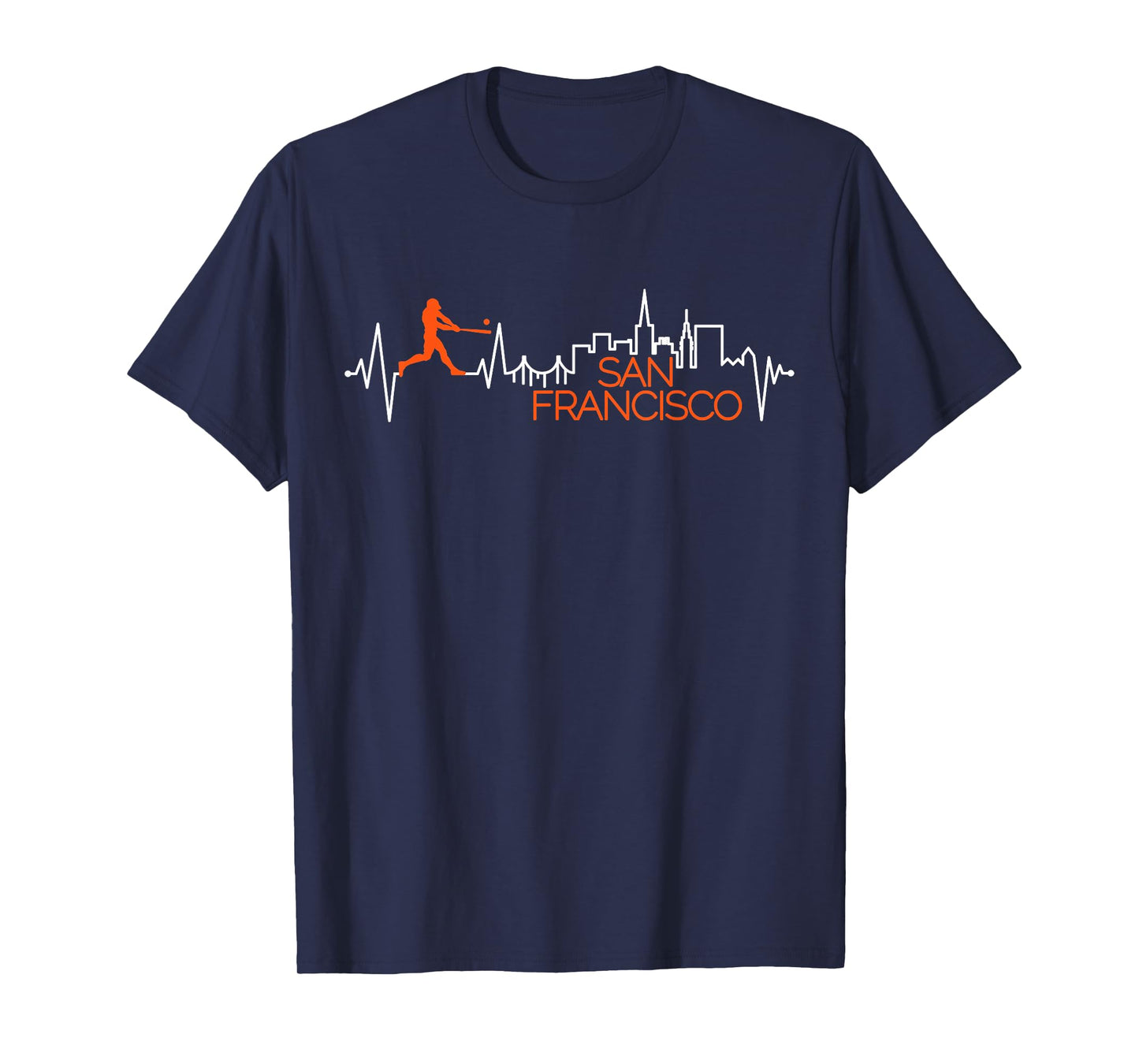 Vintage San Francisco Skyline Baseball Heartbeat Men Women T-Shirt