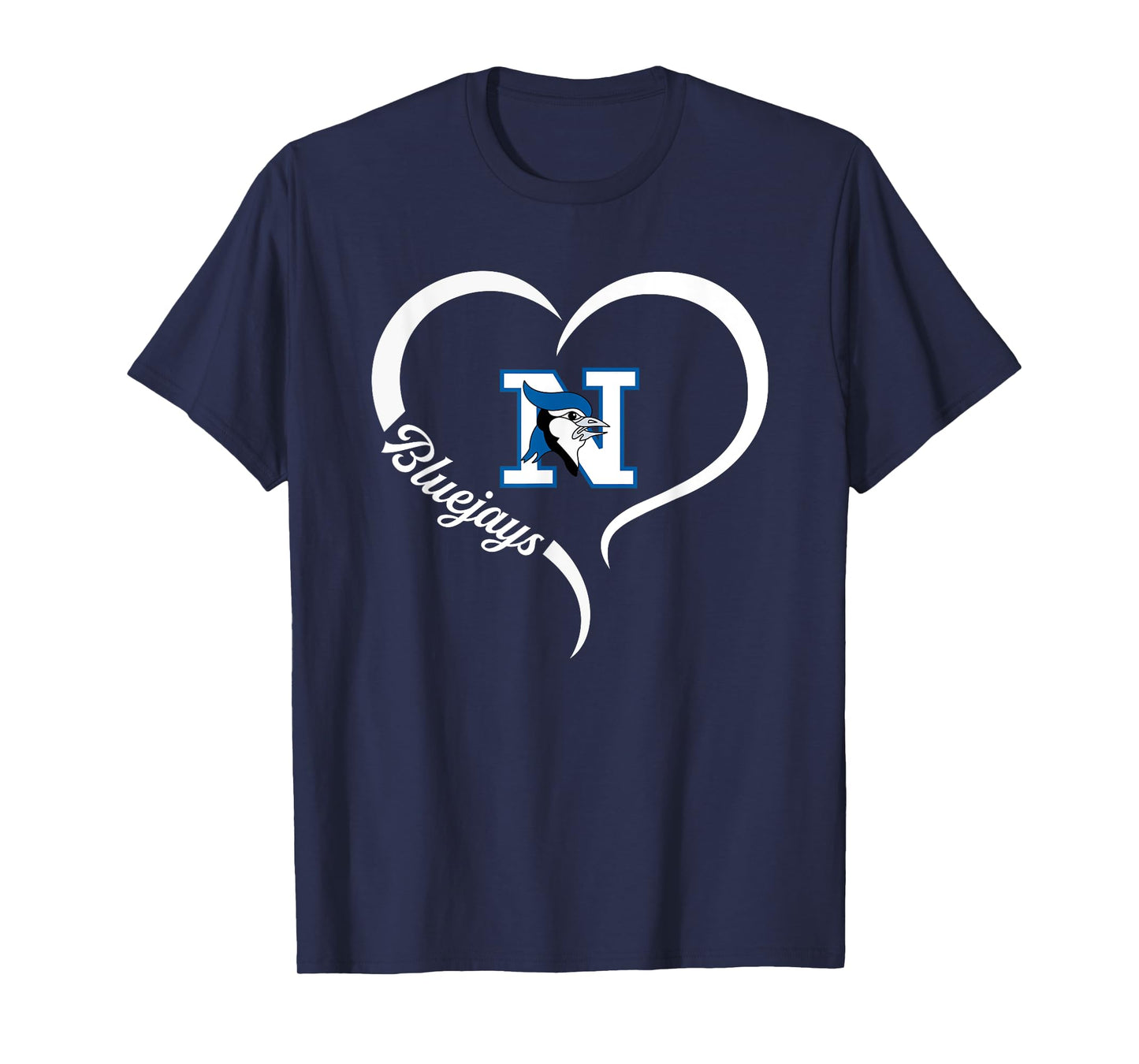 Needville Bluejays Logo Half Heart Slogan HS T-Shirt