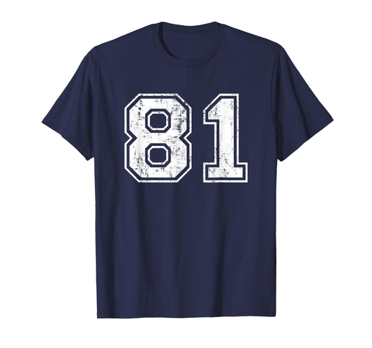 Number 81 Distressed Vintage Eighty One Sports Team Practice T-Shirt