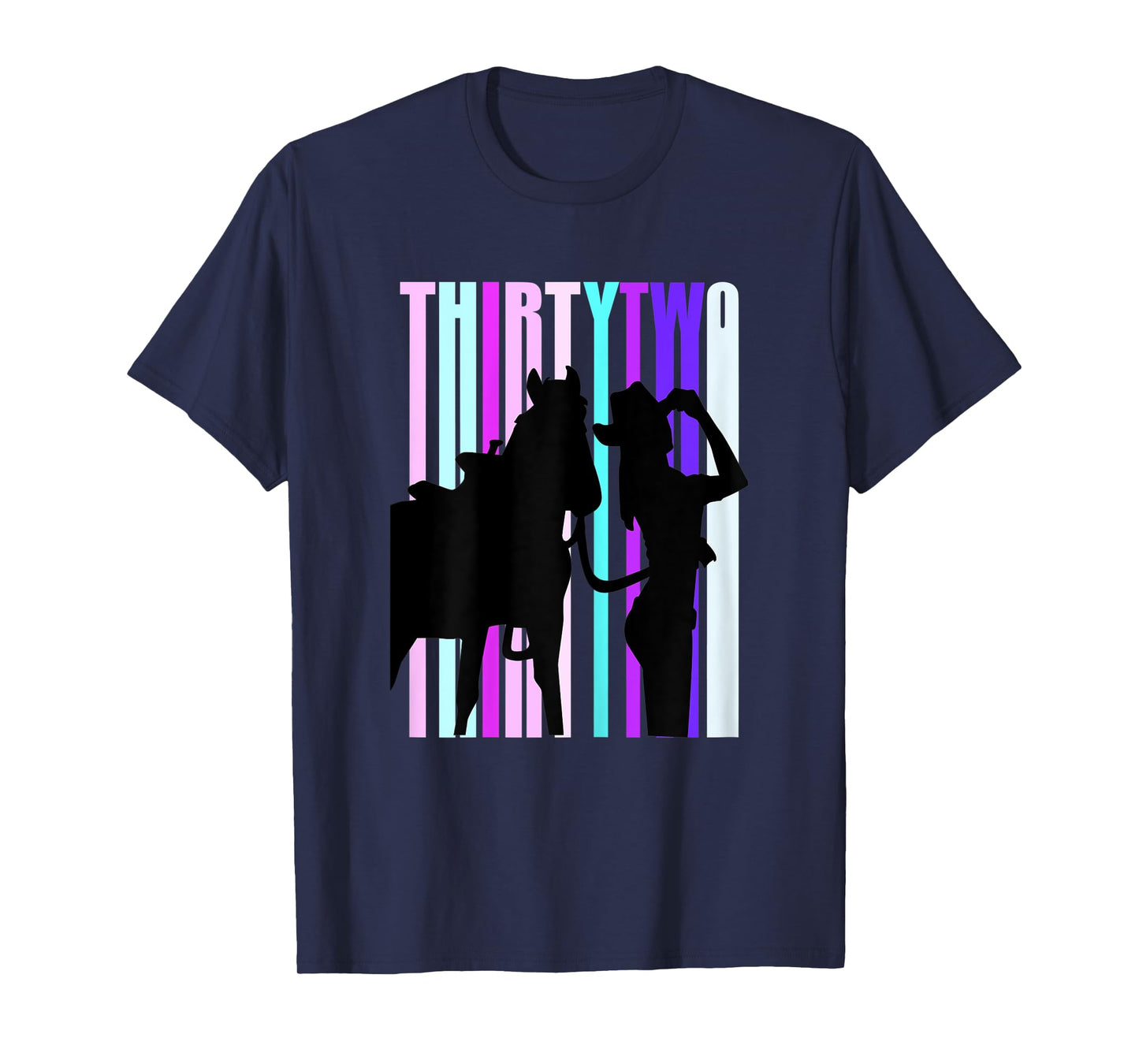 Womens Cowgirls 32nd Birthday Woman And Horse Rodeo Cowgirl 32 T-Shirt