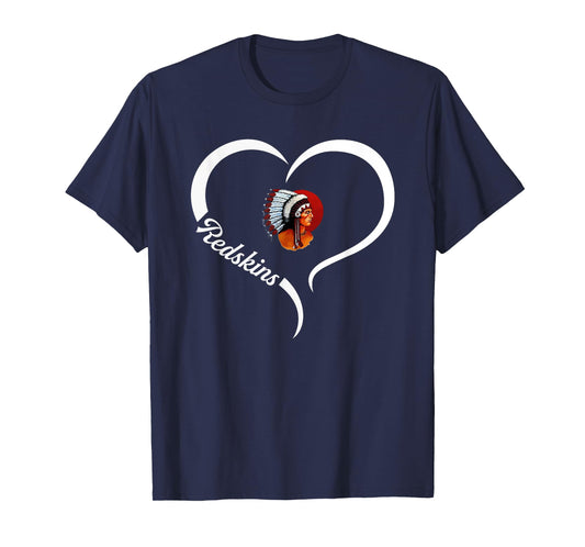 Knox Redskins Logo Half Heart Slogan HS T-Shirt