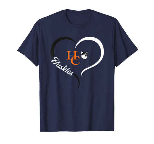 Harbor Creek Huskies Logo Half Heart Slogan HS T-Shirt