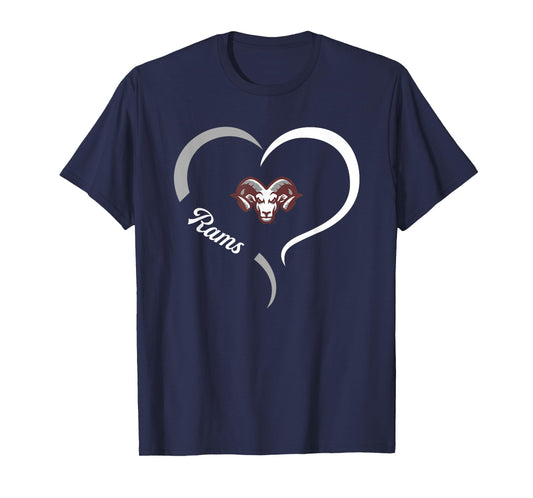 Riverview Rams Logo Half Heart Slogan HS T-Shirt