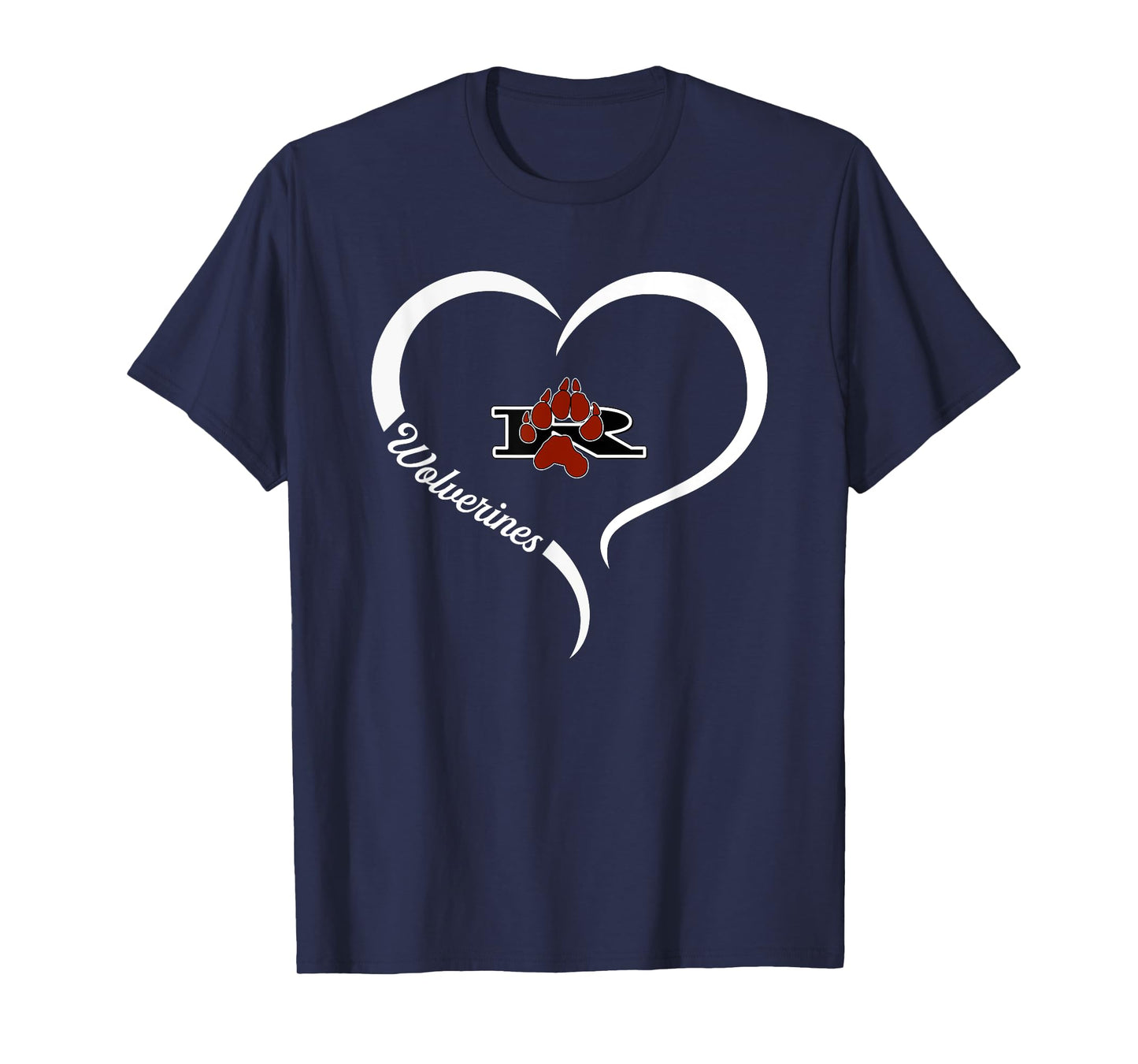 Riverton Wolverines Logo Half Heart Slogan HS T-Shirt