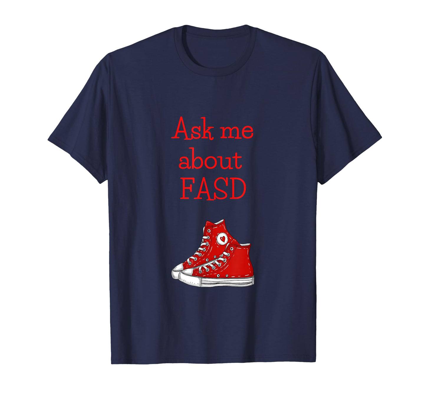 CLM Designs 'Ask Me About FASD' Women's Black Modern Letter Print T-Shirt