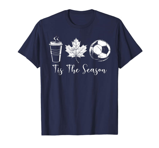 Tis The Season Coffee Maple Leaf Soccer Ball Sports Fall T-Shirt