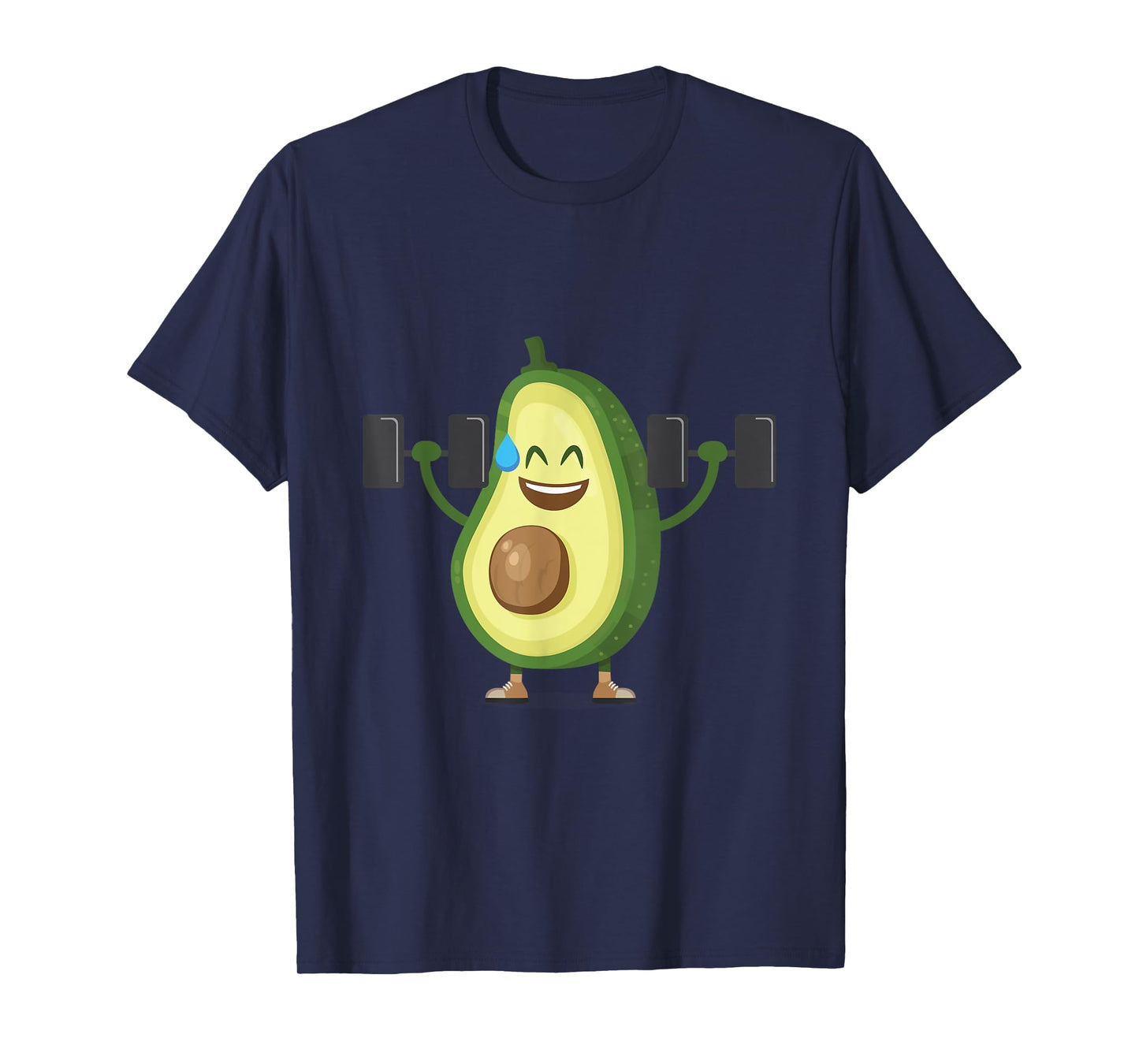 Happy Avocado Lifting Weights Workout, Funny Cartoon T-Shirt