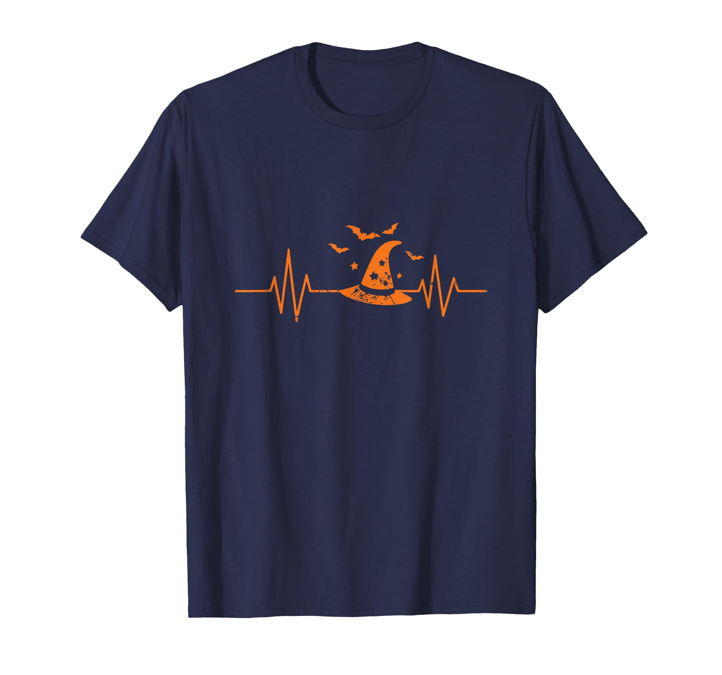 Witch Hat Heartbeat EKG Line Halloween T-Shirt