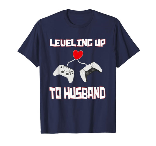 Mens Leveling Up to Husband Groom Gamer Husband Marriage T-Shirt