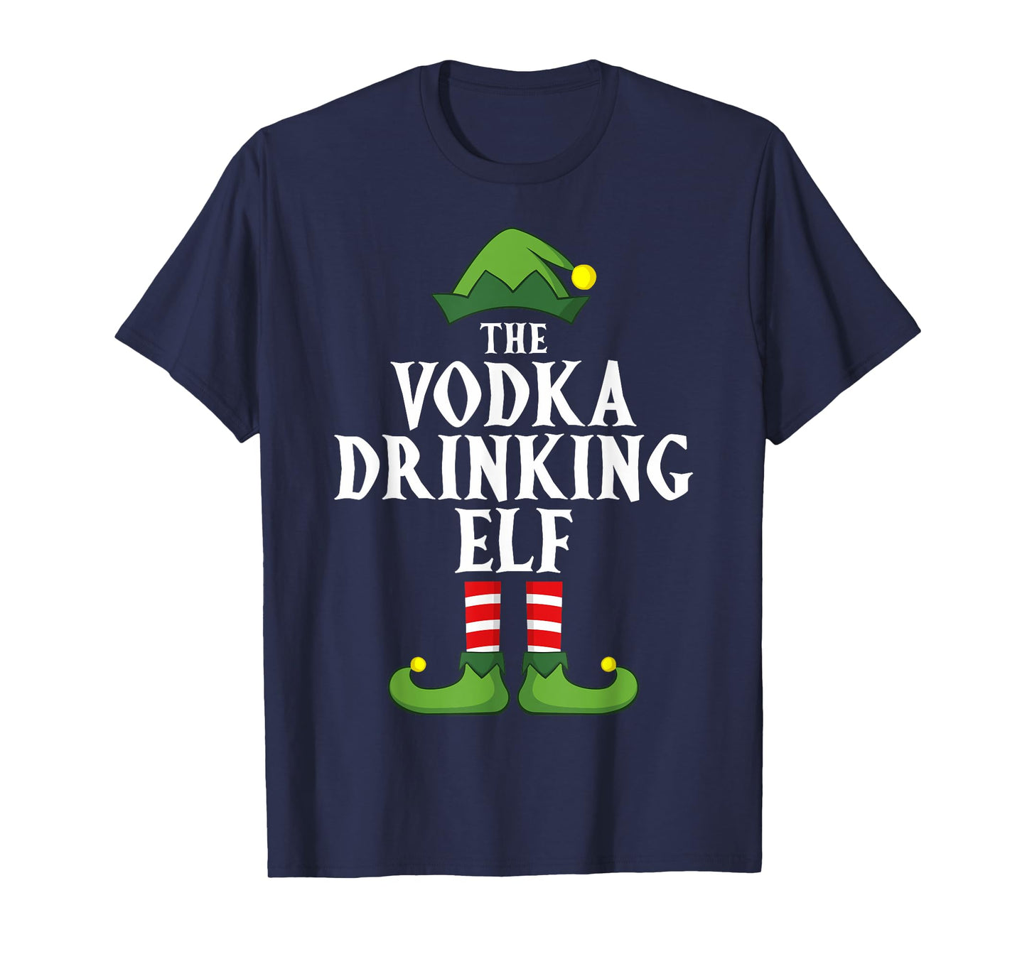 Vodka Drinking Elf Christmas Pajama Family Group Matching T-Shirt