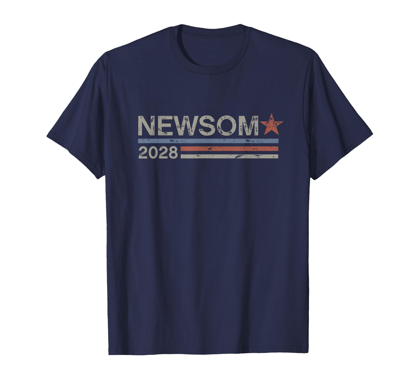Newsom 2028 Retro Grunge Stripes Gavin Newsom 2028 T-Shirt