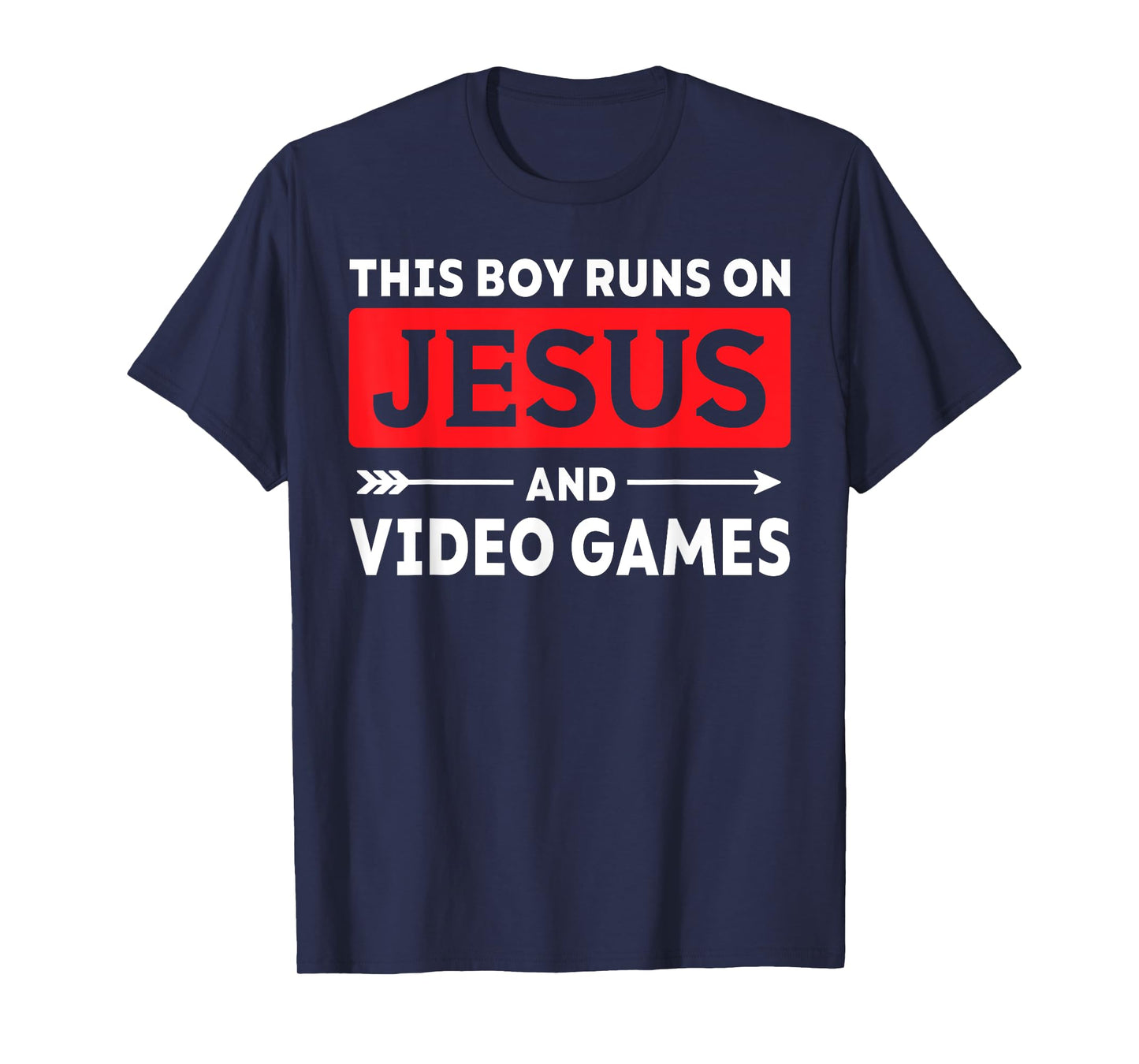 This Boy Runs On Jesus And Video Games Christian Gamer T-Shirt