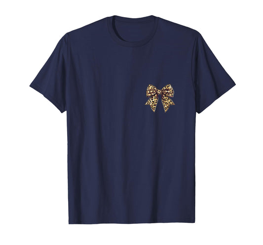 Coquette Bow Leopard Pattern Dainty Bow Animal Pattern T-Shirt