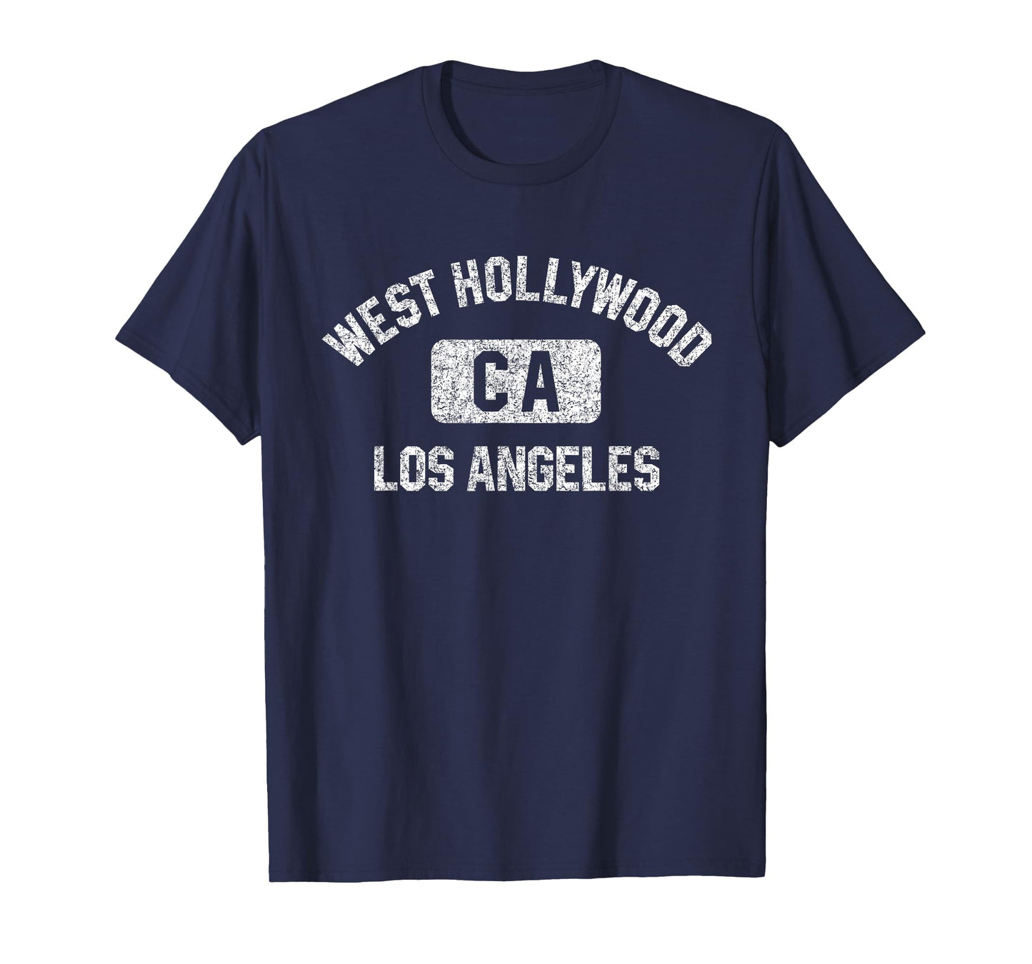 West Hollywood Los Angeles Gym Style Distressed White Print T-Shirt