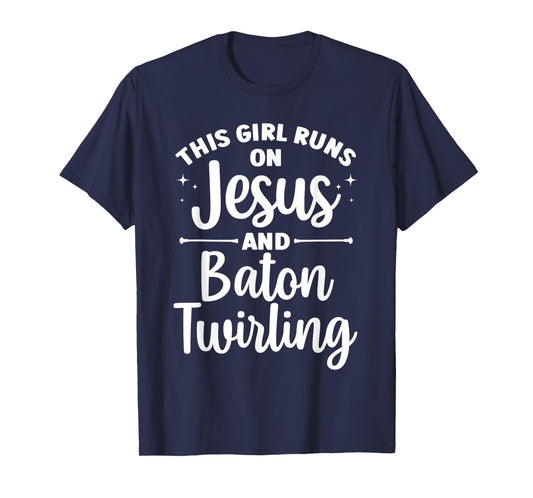 Baton Twirling Art For Women Girls Color Guard Baton Twirler T-Shirt