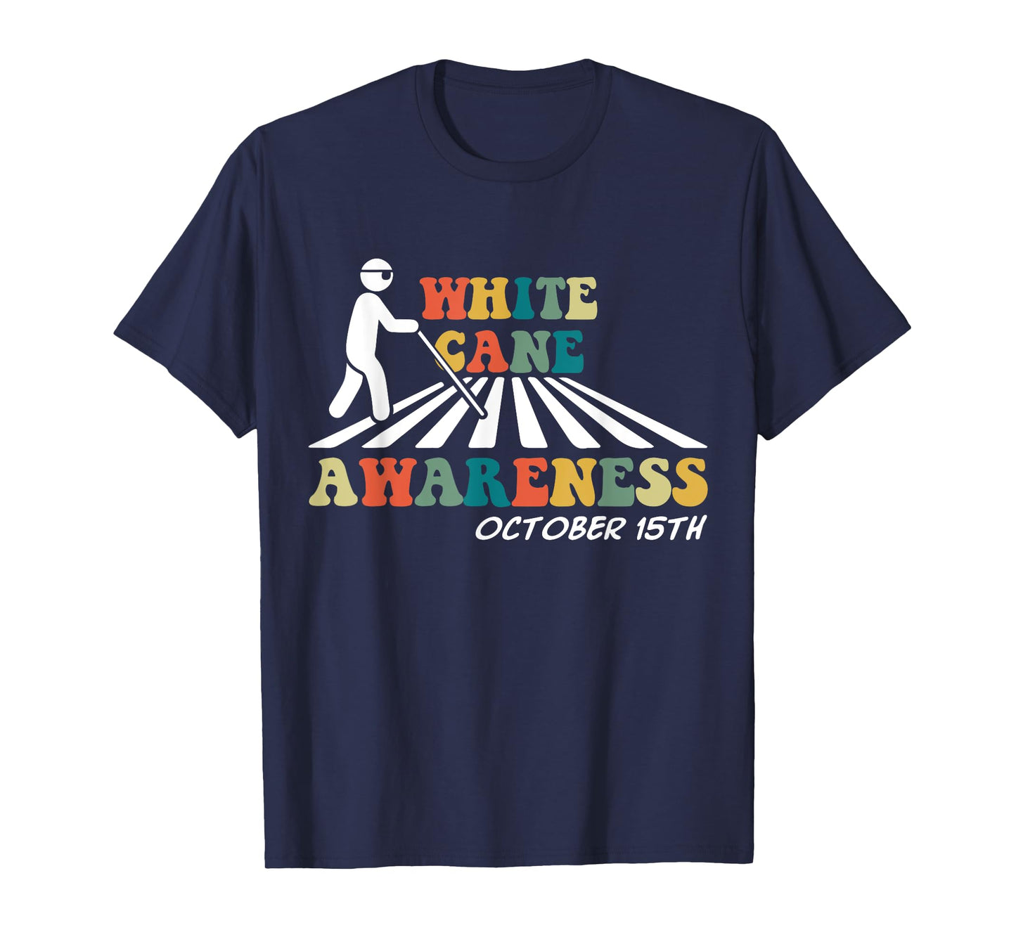 White Cane Awareness October 15th Retro Vintage T-Shirt