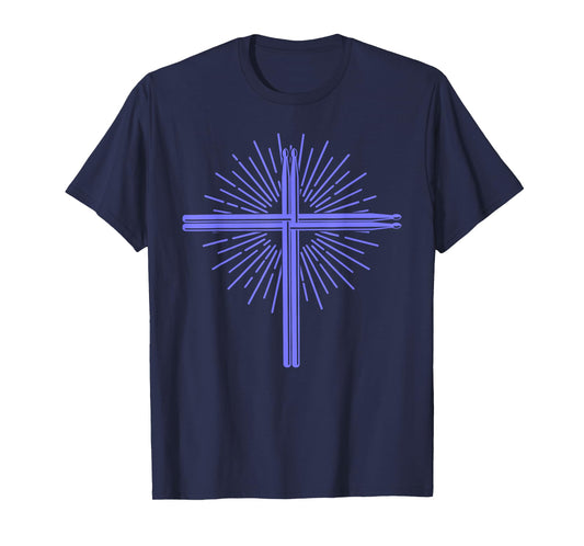 Cool Drumsticks Christian Cross Drummer Gift For Men Women T-Shirt