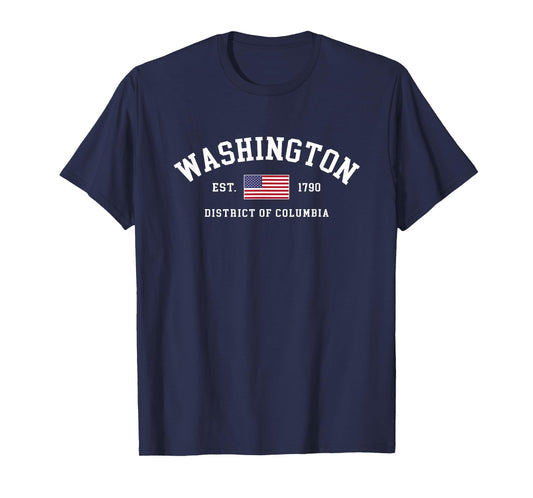 Washington DC July 4th US Flag Retro Throwback Mens Womens T-Shirt