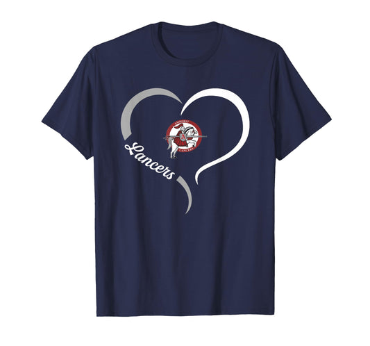 Amherst County Lancers Logo Half Heart Slogan HS T-Shirt