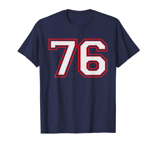 Red Number 76 Sports Player Jersey Fun Game Winner #76 Lucky T-Shirt