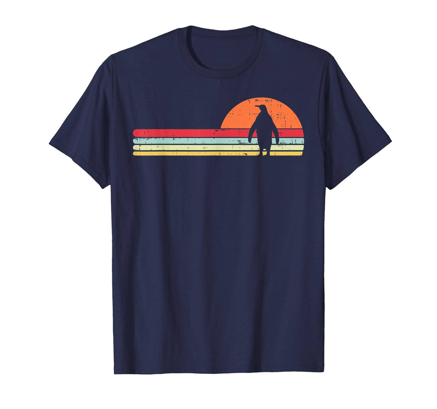Penguin Silhouette Sunset Chest Vintage Art Men Women Kids T-Shirt