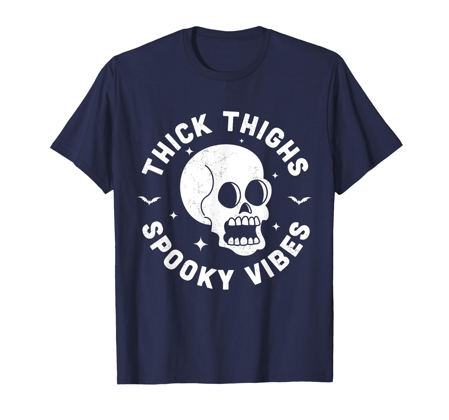 Thick Thighs Spooky Vibes Funny Halloween Skull Workout Gym T-Shirt