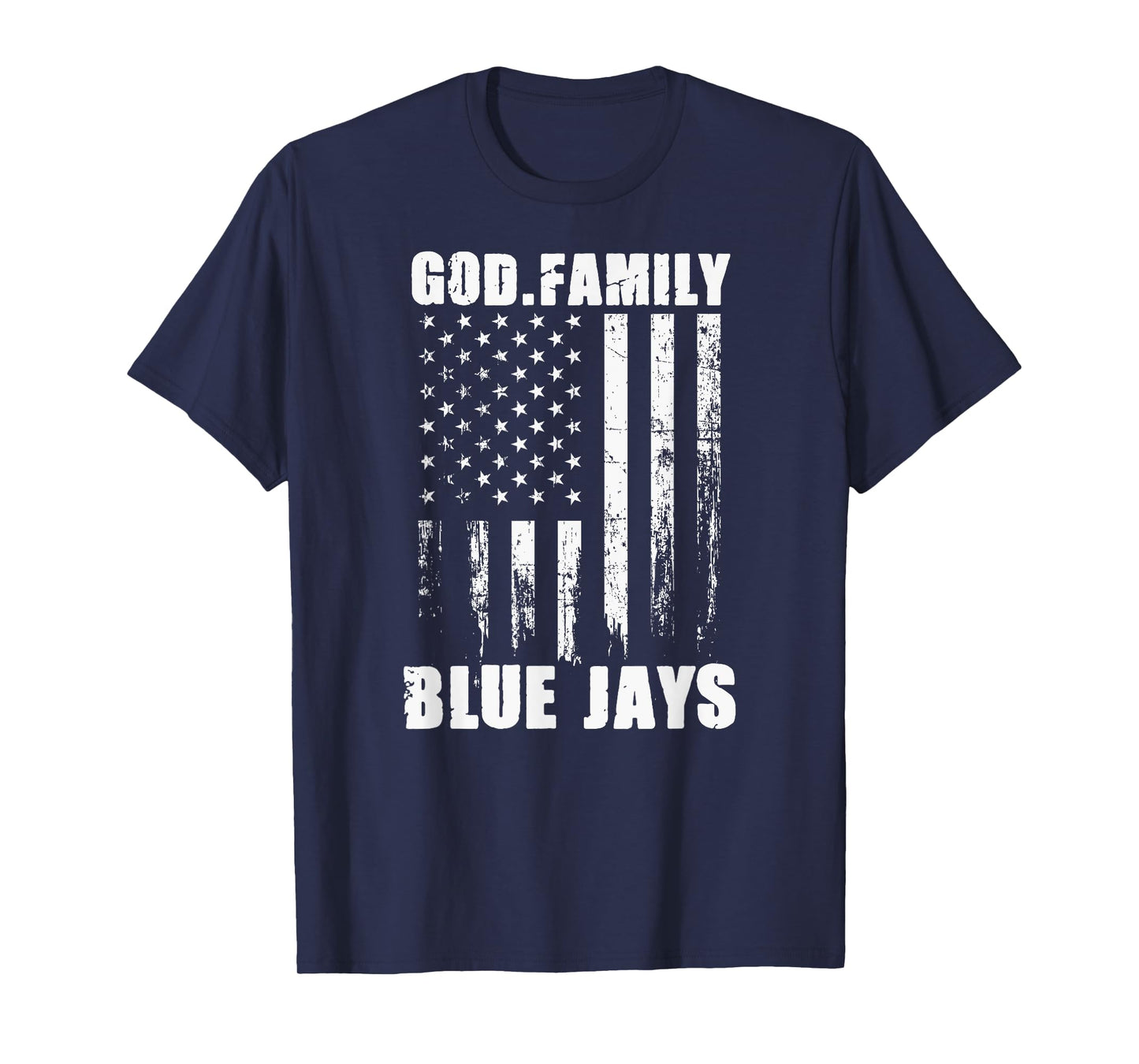 Junction City Blue Jays God. Family. Vintage USA Flag T-Shirt