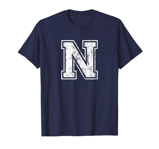 Letter N Uppercase Alphabet Initial School College Varsity T-Shirt