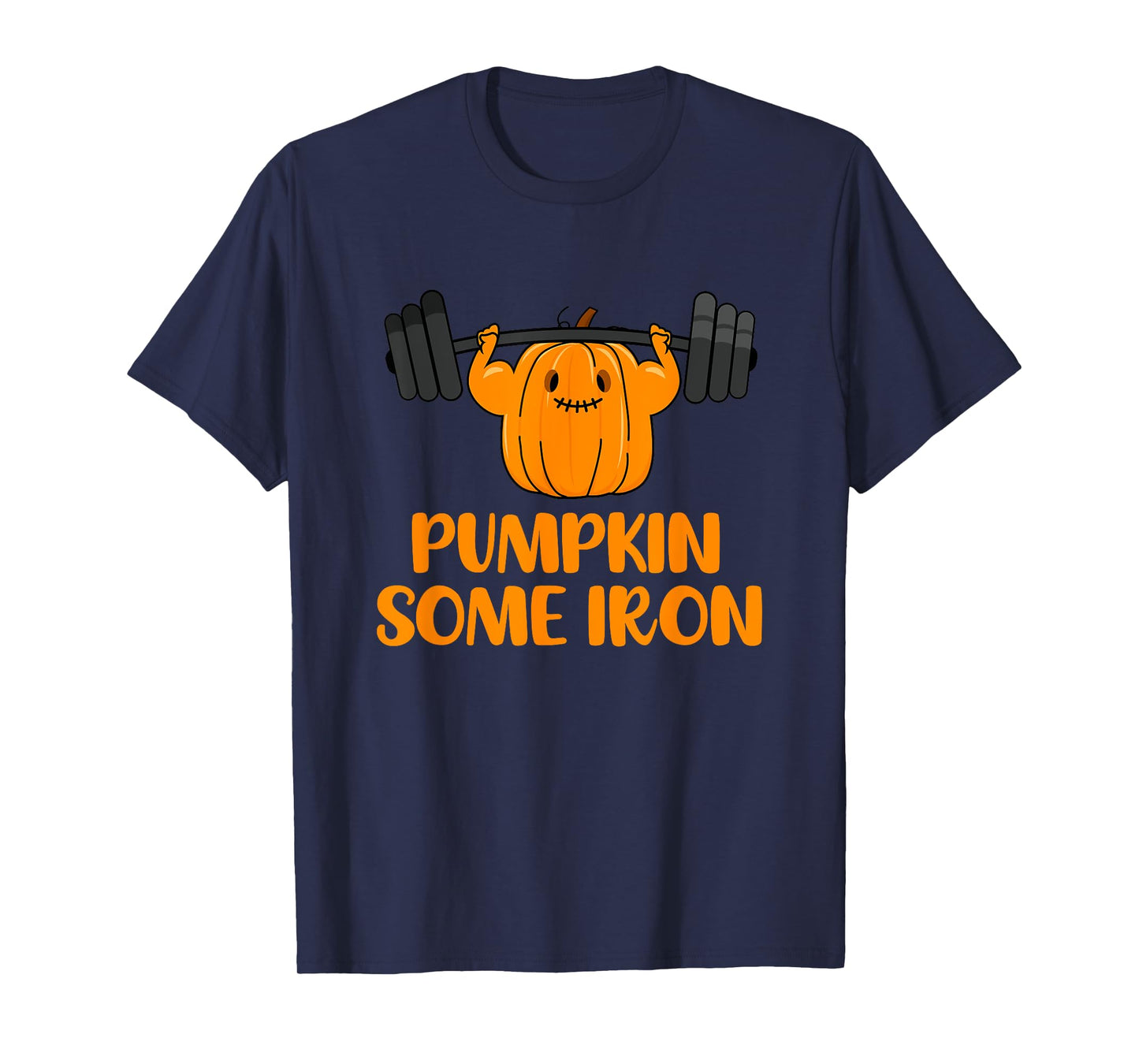 Pumpkin Some Iron Funny Halloween Gym Workout Lifting Pun T-Shirt