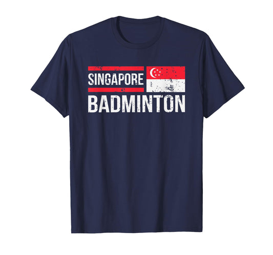 Singapore Badminton Flag Racket Sport Birdie Player Fan Gift T-Shirt