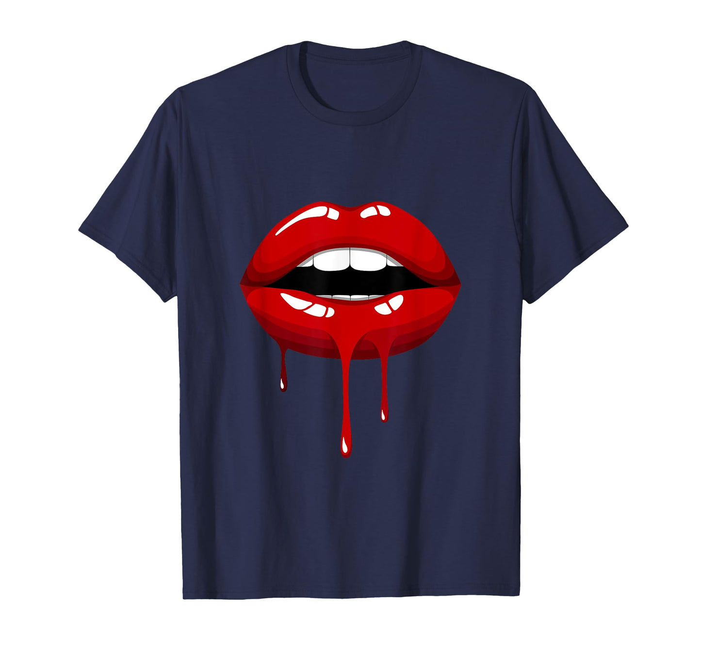 Cool Women Fashionable Red Lips Short Sleeve Graphic Design T-Shirt