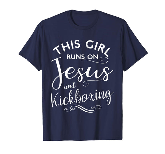 This Girl Runs On Jesus And Kickboxing Martial Arts Kickbox T-Shirt